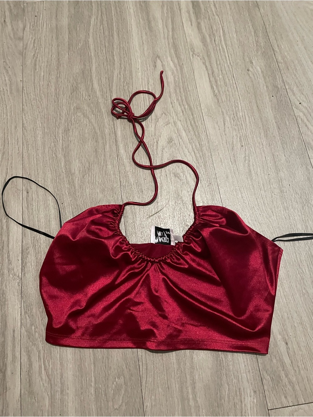 Princess Polly Red Satin Halter Crop Top